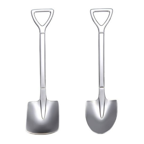8 Pieces Gold Shovel Shape Spoons Stainless Steel Shovel Shape Coffee Ice Cream Dessert Spoons for Home and Party